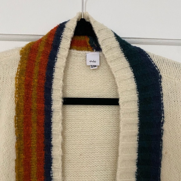 Cream cardigan with coloured trim size S - Picture 2 of 3